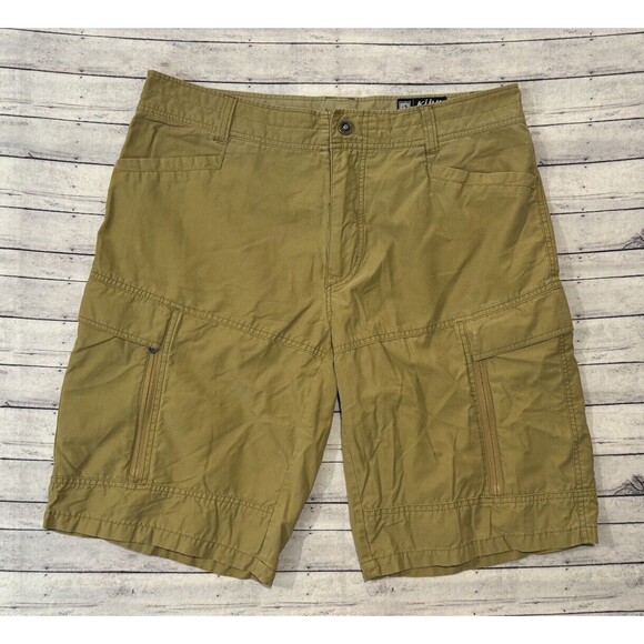 Kuhl Other - KUHL Mens Cargo Hiking Shorts Sz 36 Brown Khaki Vintage Patina Dye Trail Outdoor
